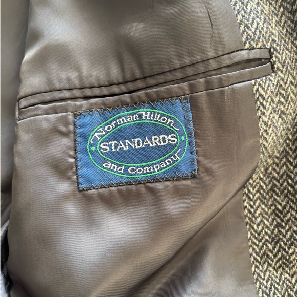 Wool Herringbone Sportcoat by Norman Hilton 42L - Picture 6 of 7